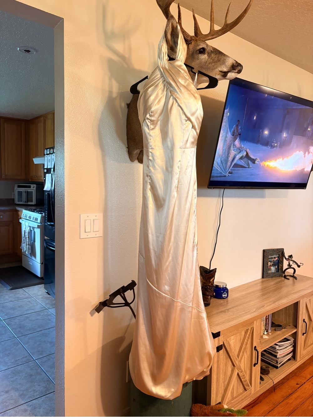 Satin Ivory Formal Gown